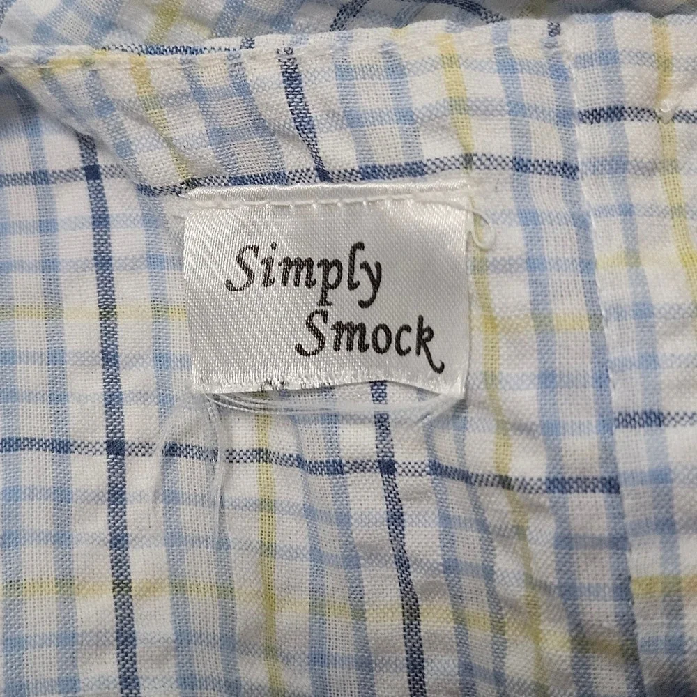 Simply‎ Smock Baby Blue Yellow Plaid Duckling Hand Smocked Romper Sunsuit Kids
